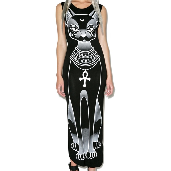 Killstar Dresses & Skirts - Killstar Black & White Cat Maxi Dress